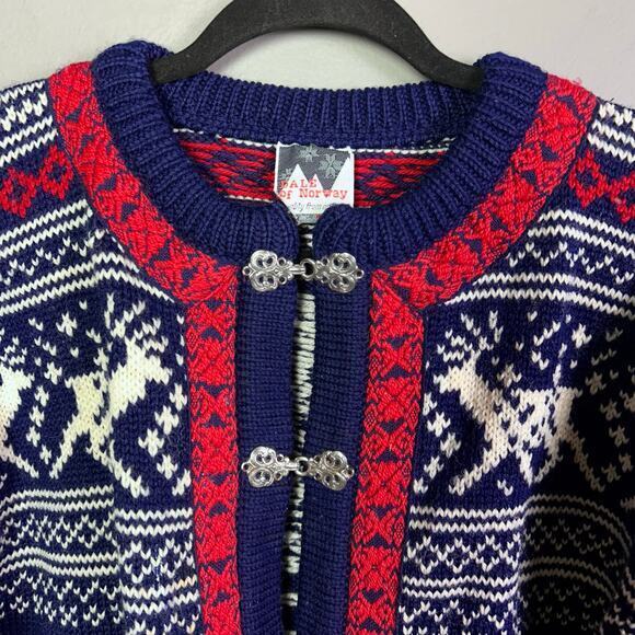 Dale of Norway sweater men's Medium unisex cardigan reindeer fair isle‎ grandpa - Picture 6 of 13